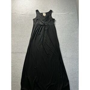 Black Maxi Dress Womens Medium‎ Sleeveless Empire Waist V Neck Flowy Casual
